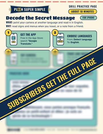 Small preview of the Skill Practice Page Decode the Secret Message, with a ribbon that says Subscribers get the full page.